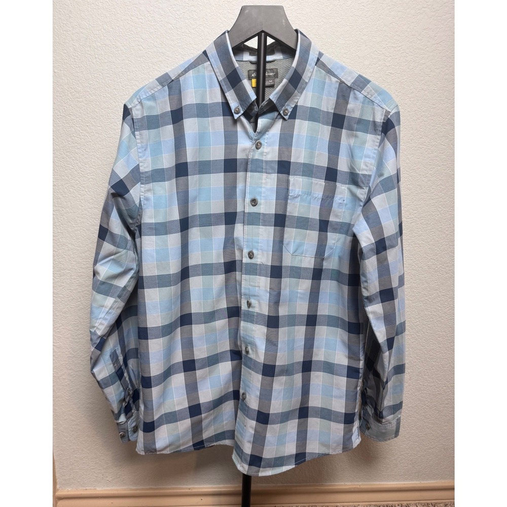 Eddie Bauer Mens Classic Fit Blue Plaid Long Sleeve Button Down Shirt Medium